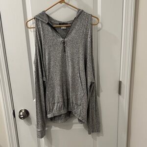 VENUS Charcoal Gray Hoodie with Zipper Detail